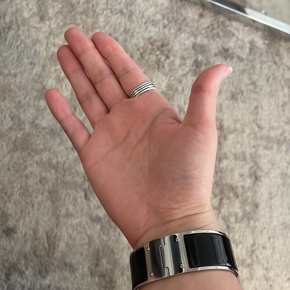 Brand New Hermes Charniere Plain Palladium-Plated Enamel Wide Bracelet, … - Picture 9 of 11